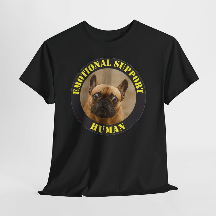 Emotional Support Human Tee — Cute French Bulldog Circle Graphic