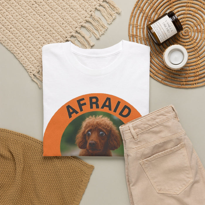 Poodle Afraid But Trying Tee — Cute Puppy Motivational Graphic T-Shirt