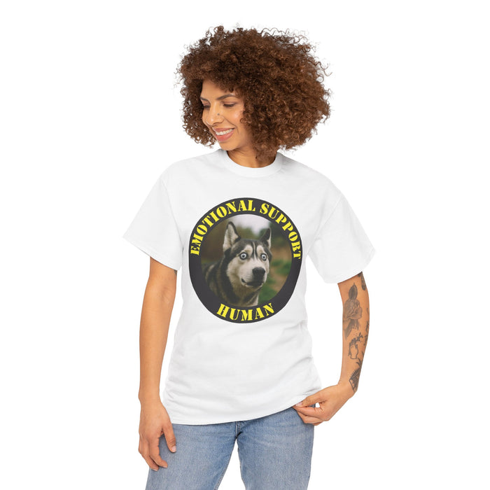Emotional Support Human T-Shirt — Cute Husky Pet Lover Tee