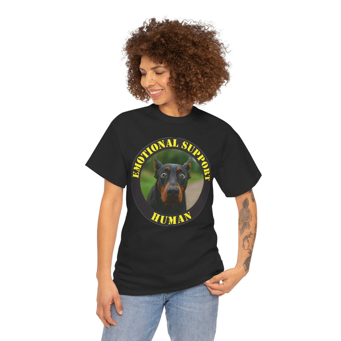Emotional Support Human T‑Shirt — Doberman Pet Lover Tee