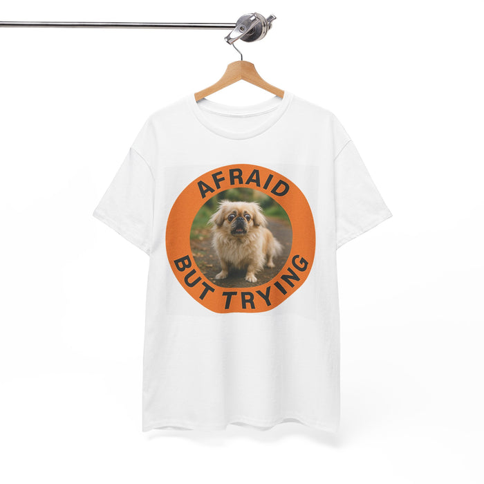Pekingese Afraid But Trying Tee - Cute Motivational Porg Shirt