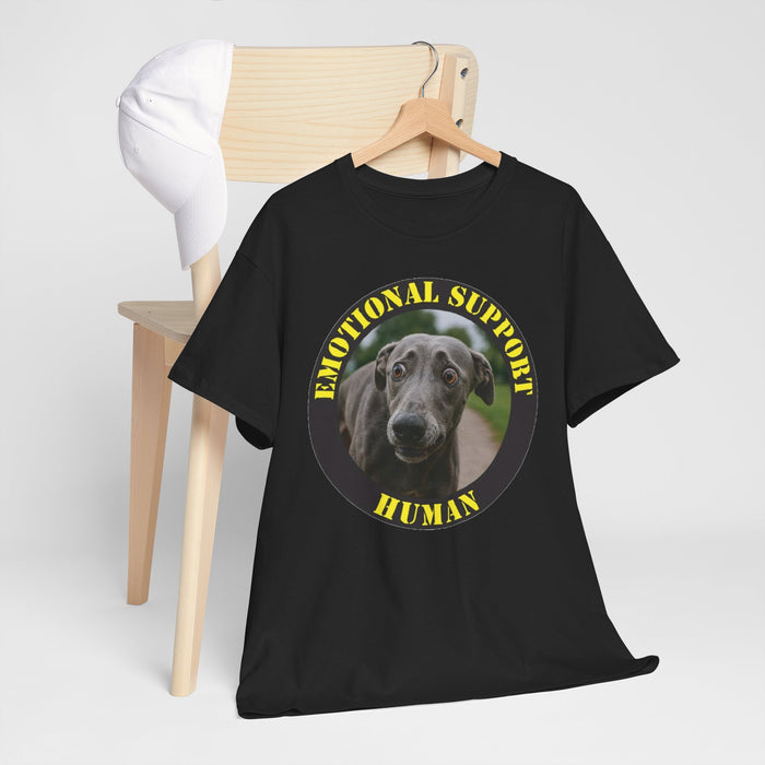 Emotional Support Human T‑Shirt — Rescue Dog Photo Tee for Pet Lovers