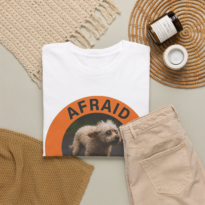 Afraid But Trying T‑Shirt — Cute Nervous Puppy Motivational Graphic Tee