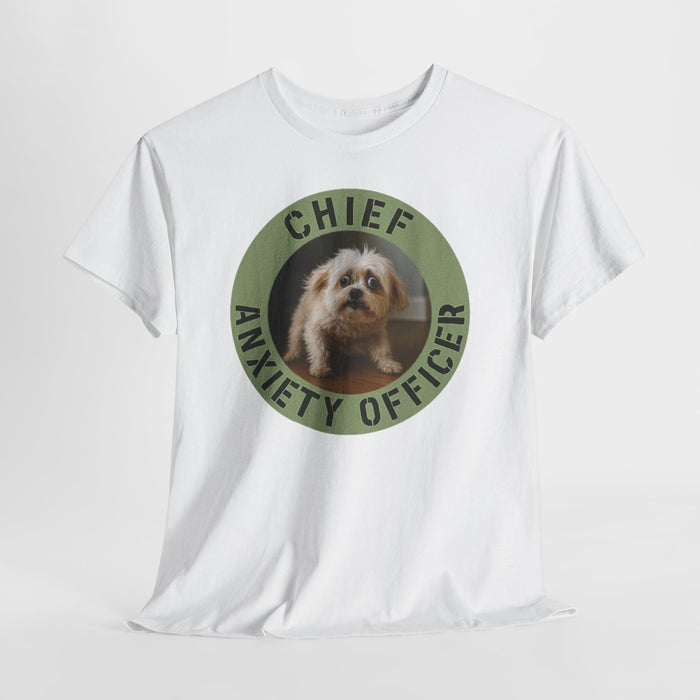 Chief Anxiety Officer Tee — Cute Dog Graphic T-Shirt for Dog Lovers & Anxious Humor