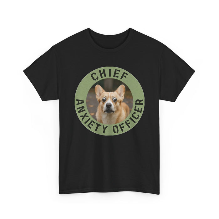 Chief Anxiety Officer T-Shirt — Funny Corgi Pet Tee for Dog Lovers