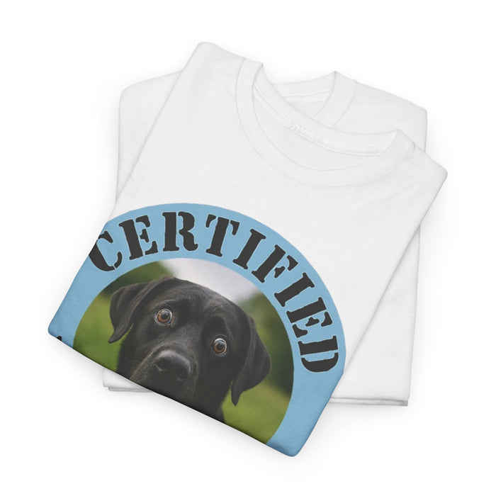 Labrador retriever Certified Velcro Dog T‑Shirt — Funny Black Lab Pet Owner Tee