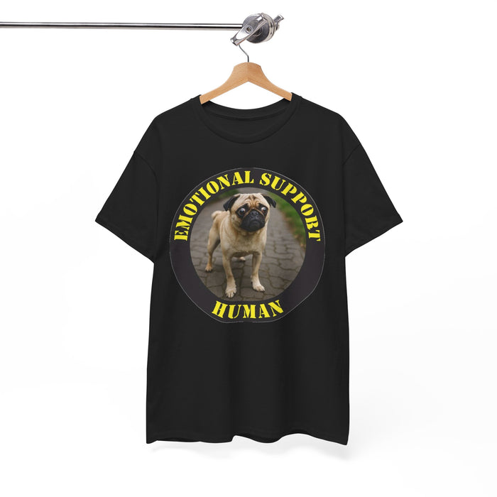 Emotional Support Human T‑Shirt — Funny Pug Pet Lover Tee