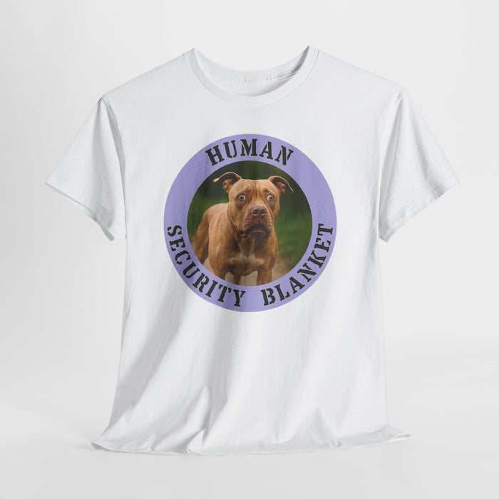 Pit Bull Human Security Blanket T-Shirt – Funny Dog Photo Tee