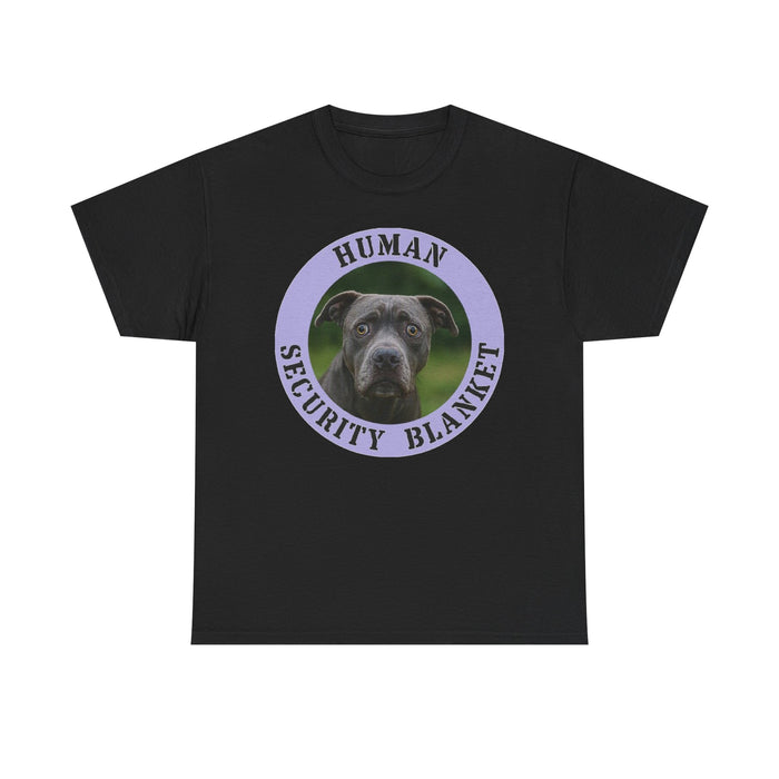 Pit Bull Human Security Blanket Dog Photo Tee — Funny Pet Lover T-Shirt