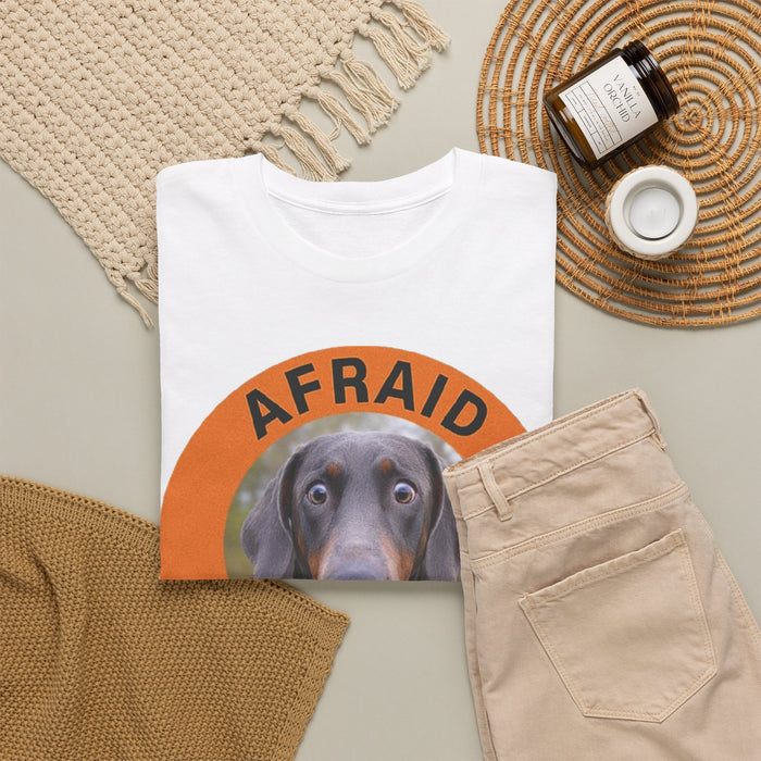 Doberman Afraid But Trying Tee — Cute Anxious Dog Motivational Graphic T-Shirt