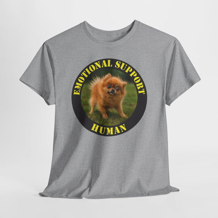 Emotional Support Human T‑Shirt — Cute Pomeranian Dog Graphic Tee