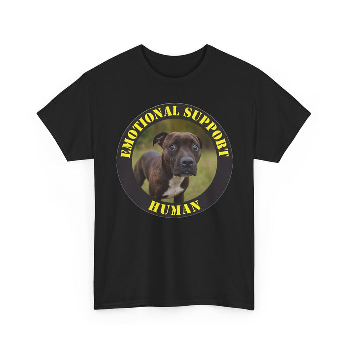 Pit Bull Emotional Support Human T-Shirt — Dog Photo Funny Support Animal Tee