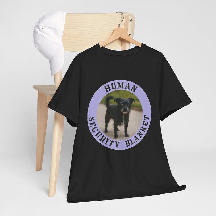 Human Security Blanket T-Shirt — Cute Black Dog Graphic Tee
