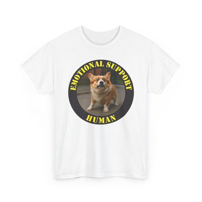 Emotional Support Human Tee — Corgi Patch Graphic T-Shirt