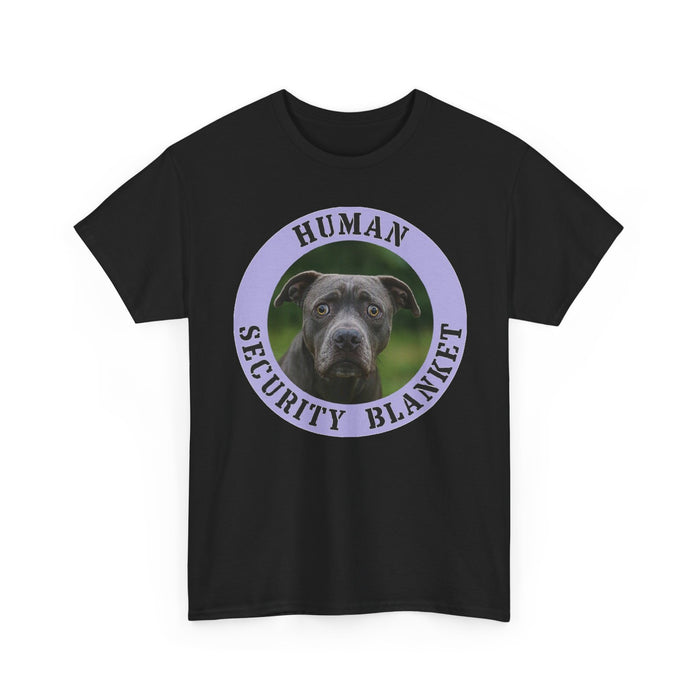 Pit Bull Human Security Blanket Dog Photo Tee — Funny Pet Lover T-Shirt