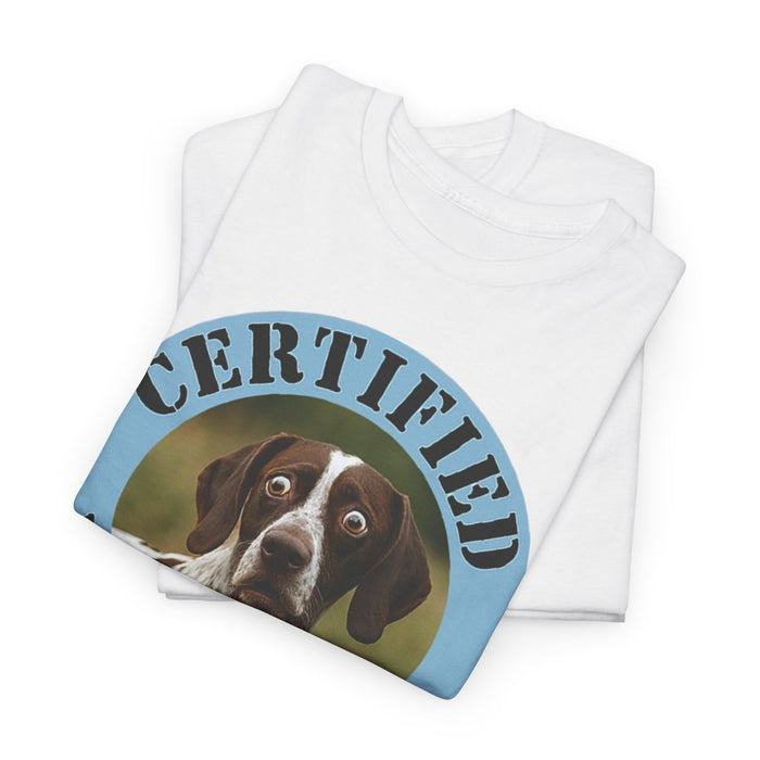 Pointer Certified Velcro Dog T‑Shirt – Funny Dog Owner Tee