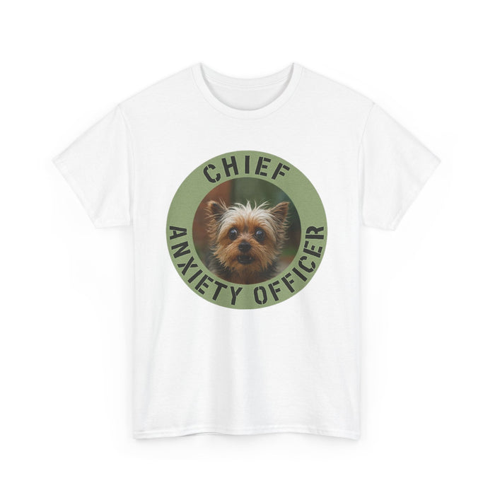 T-Shirt — Chief Anxiety Officer Funny Dog Tee (Yorkie)