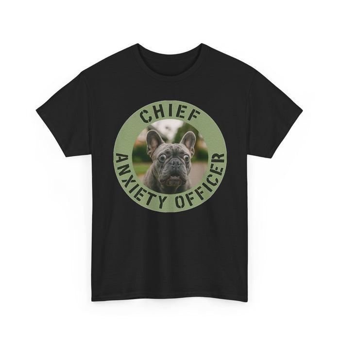 Chief Anxiety Officer Dog T-Shirt — Funny French Bulldog Tee for Dog Lovers