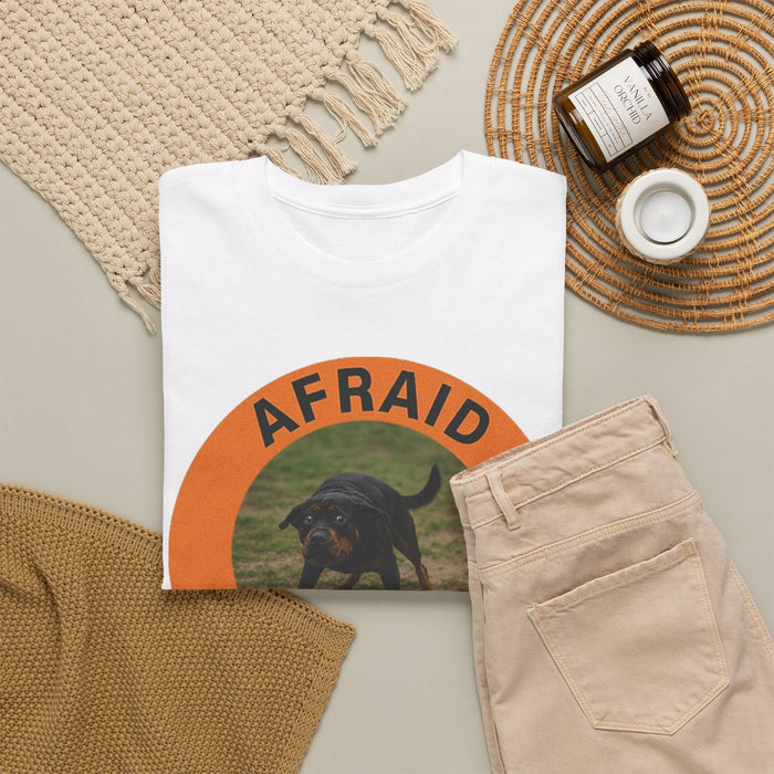Afraid But Trying T‑Shirt — Cute Dog Encouragement Tee