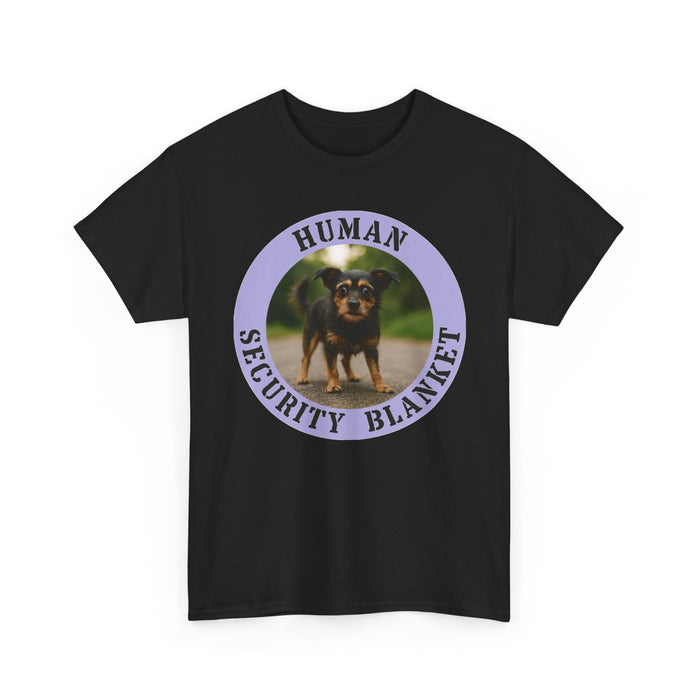 T-Shirt — "Human Security Blanket" Funny Dog Photo Tee