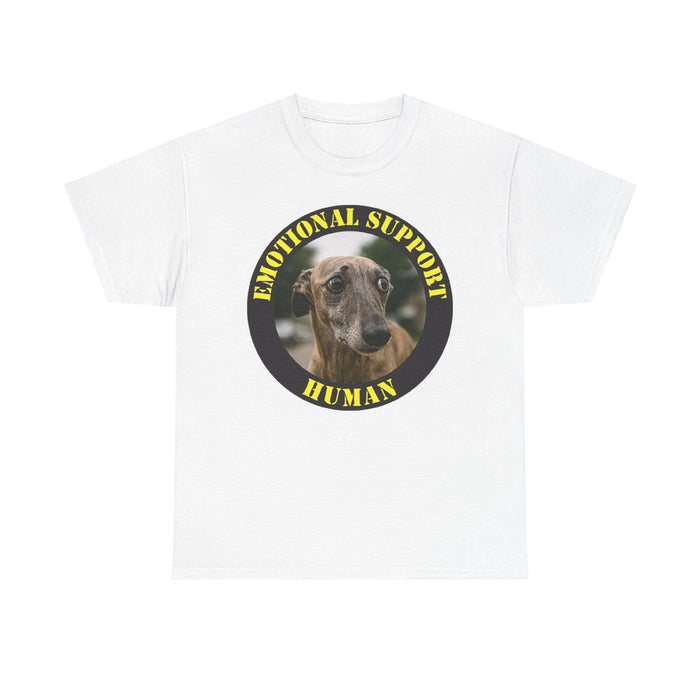 Emotional Support Human Tee — Cute Greyhound Photo Graphic Shirt