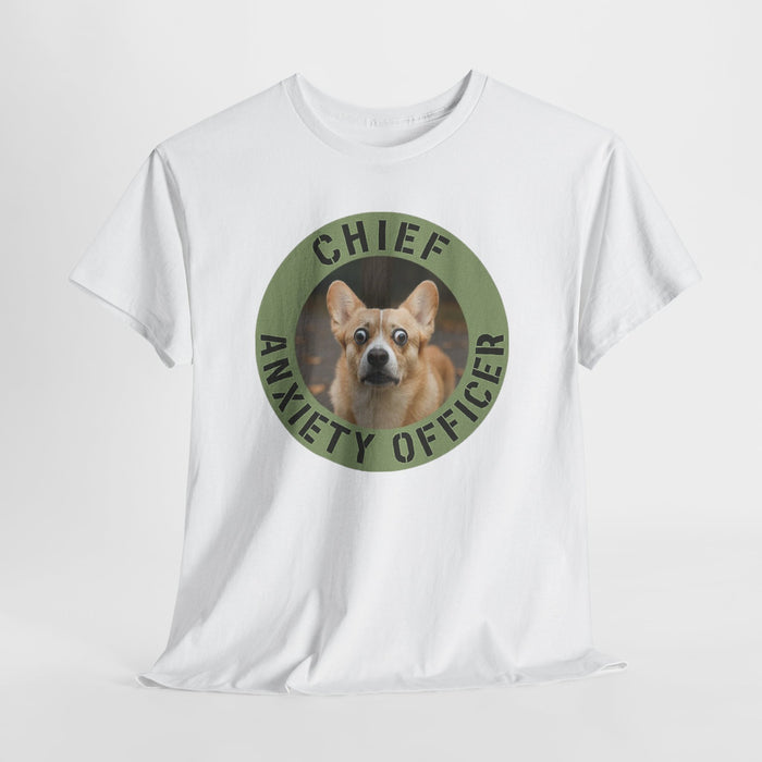 Chief Anxiety Officer T-Shirt — Funny Corgi Pet Tee for Dog Lovers