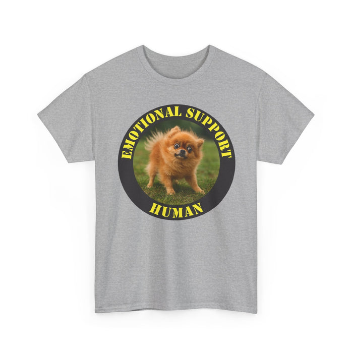 Emotional Support Human T‑Shirt — Cute Pomeranian Dog Graphic Tee