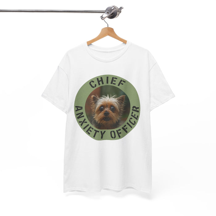 T-Shirt — Chief Anxiety Officer Funny Dog Tee (Yorkie)