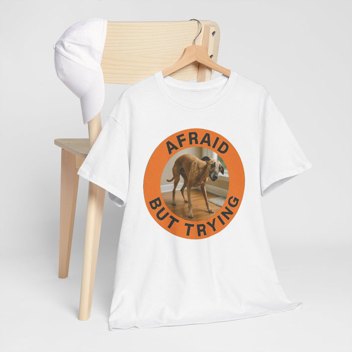 Afraid But Trying T-Shirt — Cute Anxious Dog Graphic Tee
