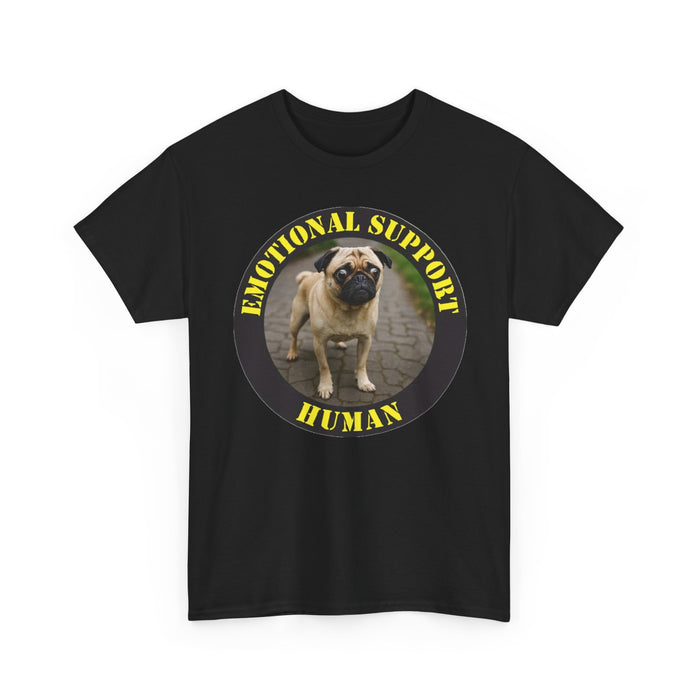 Emotional Support Human T‑Shirt — Funny Pug Pet Lover Tee
