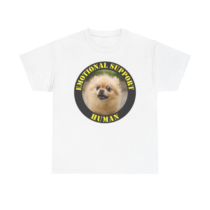 Emotional Support Human T‑Shirt — Cute Pomeranian Therapy Dog Tee