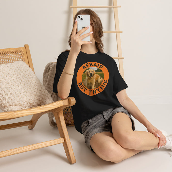 Golden Retriever Afraid But Trying Dog Graphic Tee