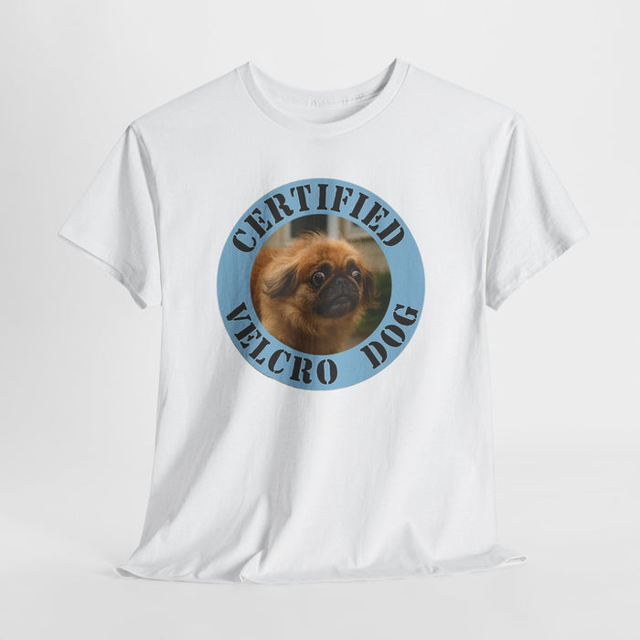 Certified Velcro Dog T‑Shirt — Funny Pug Badge Tee