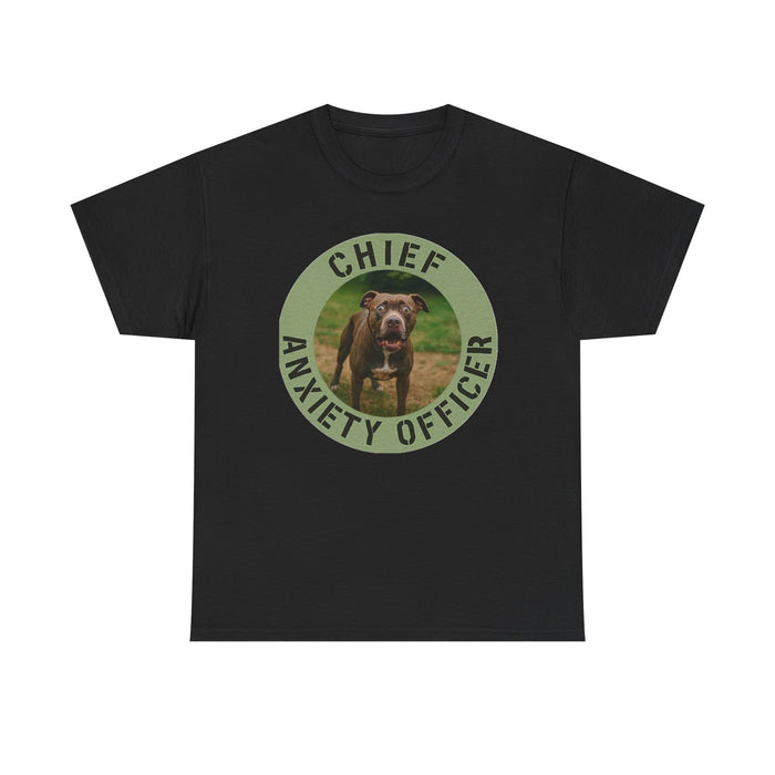 Dog Lover T-Shirt — "Chief Anxiety Officer" Graphic Tee with Funny Pup Design