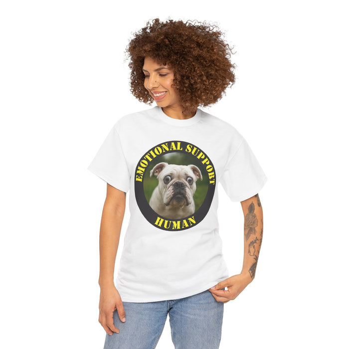 Emotional Support Human T‑Shirt — Cute Bulldog Therapy Tee