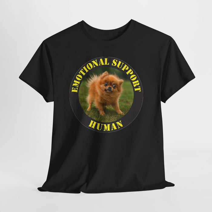 Emotional Support Human T‑Shirt — Cute Pomeranian Dog Graphic Tee