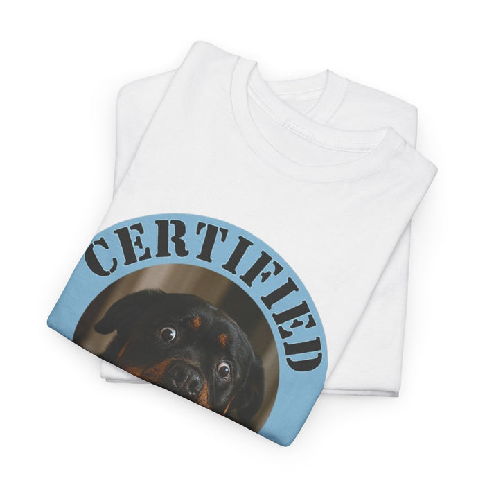 Certified Velcro Dog T-Shirt — Funny Rottweiler Tee for Dog Lovers