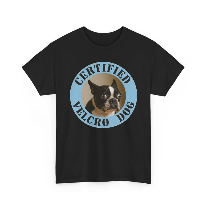Certified Velcro Dog T‑Shirt — Funny Boston Terrier Pet Tee