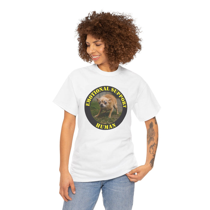 Emotional Support Human T‑Shirt — Funny Rescue Dog Badge Tee