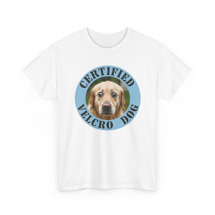 Certified Velcro Dog T‑Shirt – Funny Pet Lover Tee with Dog Face Badge