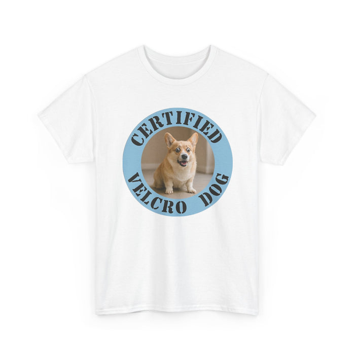 T-Shirt — "Certified Velcro Dog" Corgi Graphic Tee