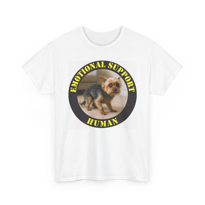 Emotional Support Human T‑Shirt — Cute Yorkie Pet Therapy Tee