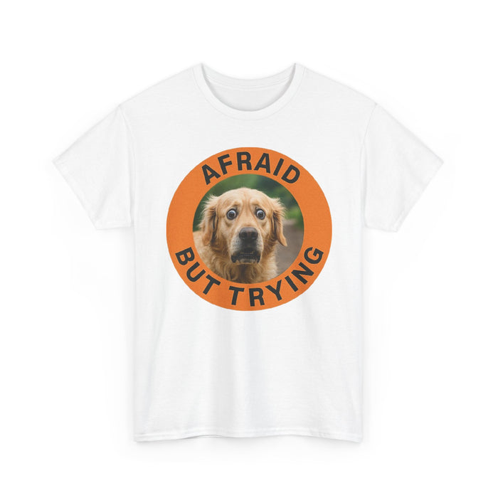 Golden Retriever Afraid But Trying Dog Tee — Cute Encouragement Graphic T-Shirt