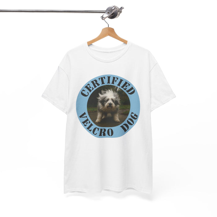 Certified Velcro Dog T-Shirt — Funny Pet Lover Tee with Puppy Photo