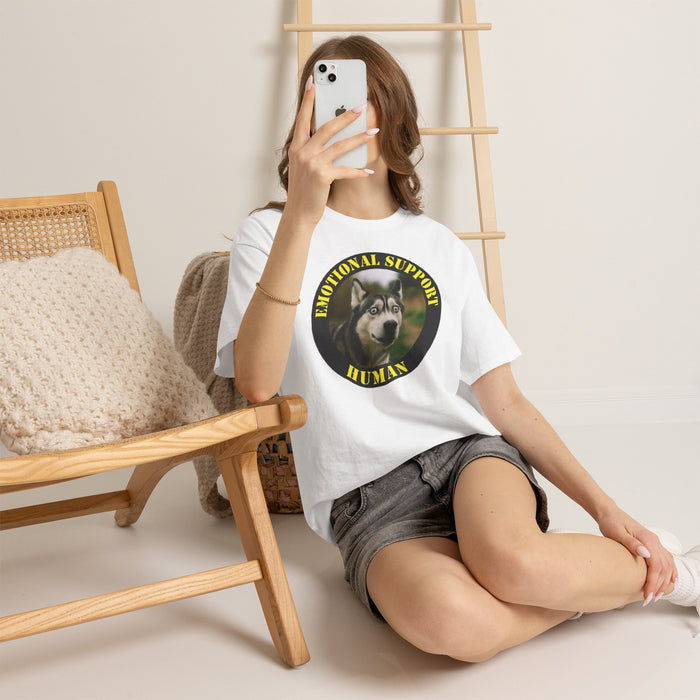 Emotional Support Human T-Shirt — Cute Husky Pet Lover Tee