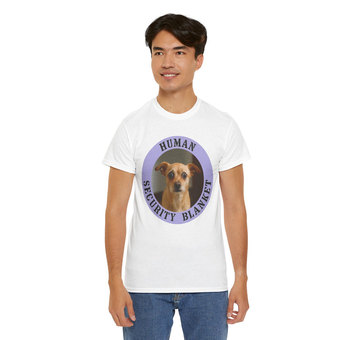 Human Security Blanket T-Shirt — Cute Dog Photo Graphic Tee
