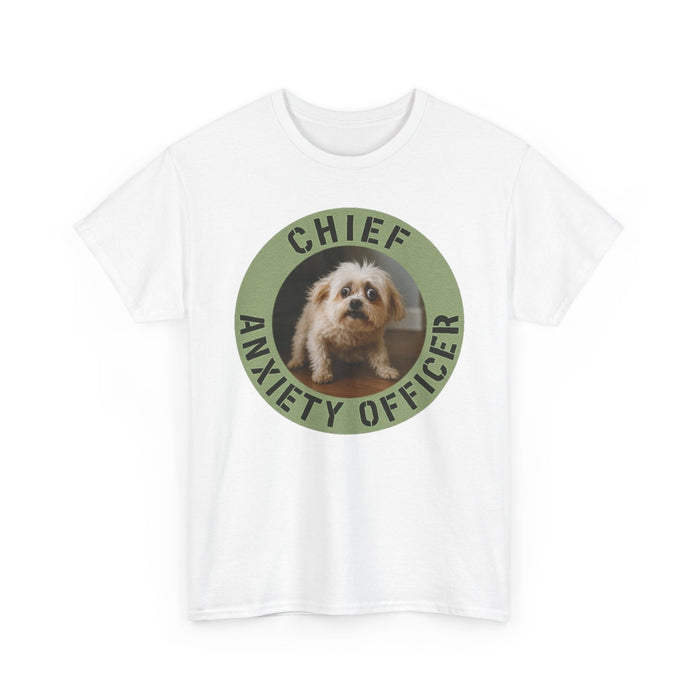 Chief Anxiety Officer Tee — Cute Dog Graphic T-Shirt for Dog Lovers & Anxious Humor
