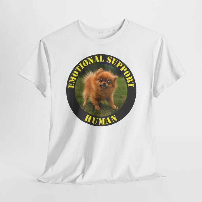 Emotional Support Human T‑Shirt — Cute Pomeranian Dog Graphic Tee