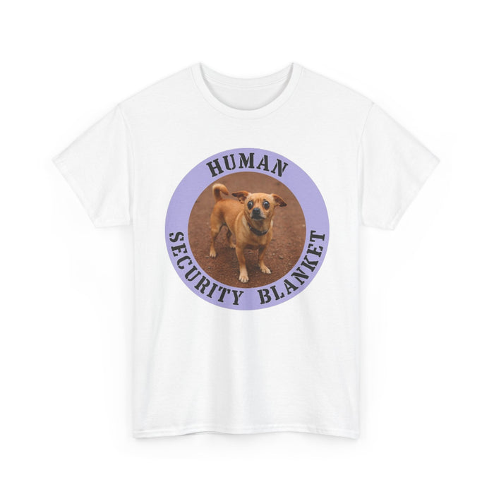 Human Security Blanket T‑Shirt — Cute Dog Photo Tee