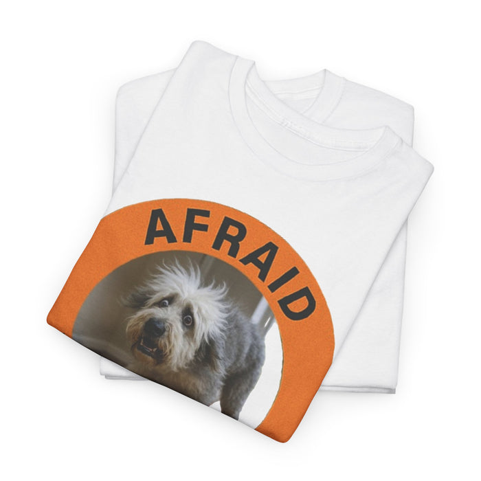 Afraid But Trying T‑Shirt — Cute Rescue Dog Motivational Old English Sheepdog Tee